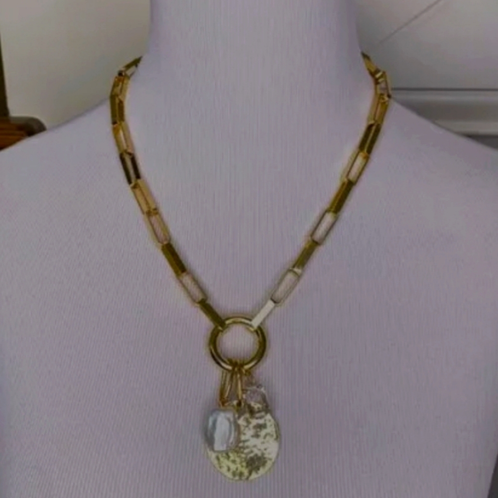 Devon Leigh Women Gold tone Multi-Charm Chain Necklace - Picture 3 of 5